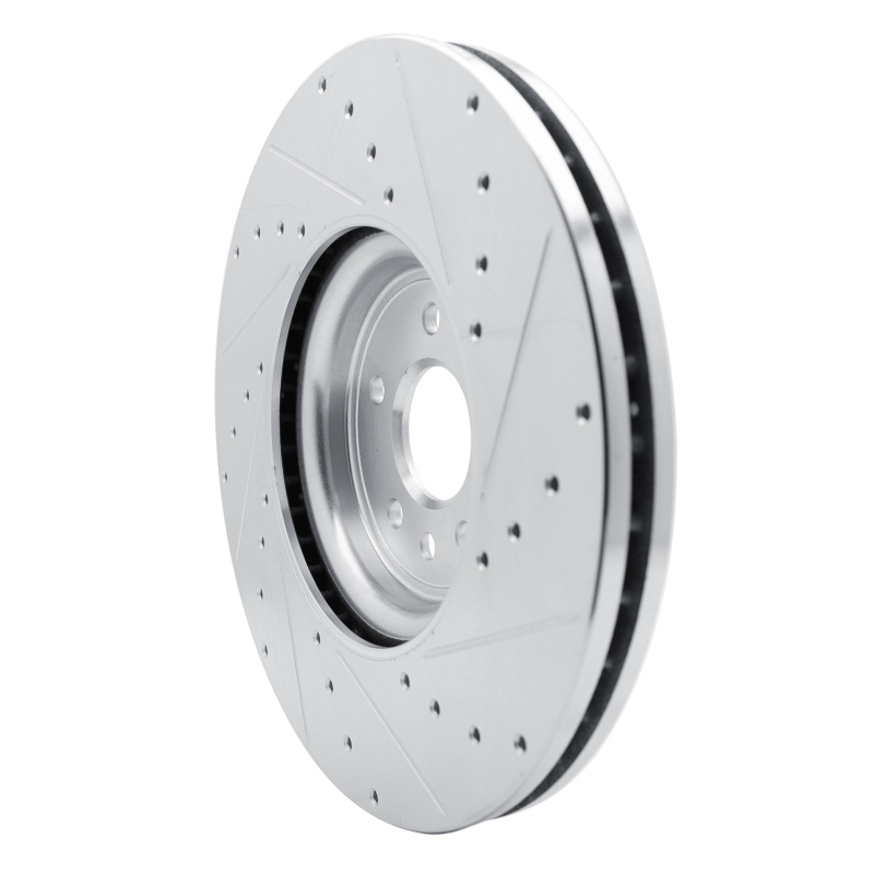 Jaguar XF Brake Rotor (1) - Front Left - R1 Concepts - Drilled & Slotted - Silver - `16-`24